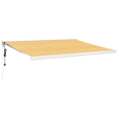 vidaXL Toldo retráctil aluminio y tela amarillo y blanco 4x3 m