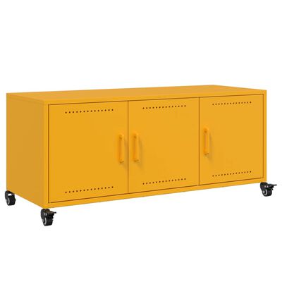 vidaXL Mueble de TV de acero amarillo mostaza 100,5x39x43,5 cm