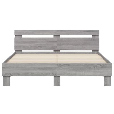 vidaXL Cama con cabecero madera de ingeniería gris Sonoma 140x200 cm