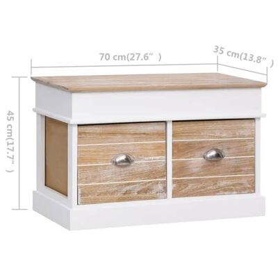 vidaXL Banco de recibidor de madera de Paulownia 70x35x45 cm