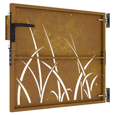 vidaXL Puerta de jardín acero corten diseño hierba 85x75 cm