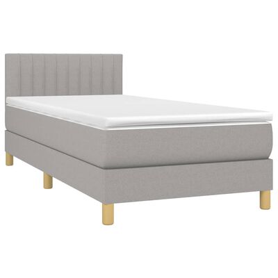 vidaXL Cama box spring con colchón tela y LED gris claro 100x200 cm