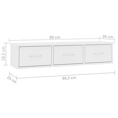 Estante de cajones para pared aglomerado blanco 60x26x18,5 cm - vidaXL,  Estanterías, Los mejores precios