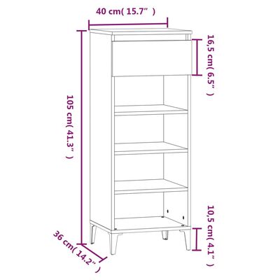 vidaXL Mueble zapatero madera contrachapada roble Sonoma 40x36x105 cm