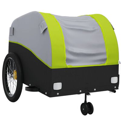 vidaXL Remolque para bicicleta hierro negro y verde 45 kg