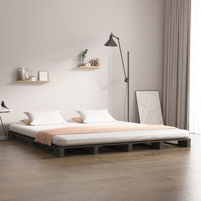 vidaXL Cama de palets de madera maciza de pino 160x200 cm