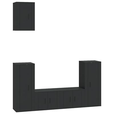 vidaXL Set de muebles para TV 5 piezas madera contrachapada negro