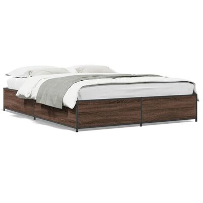 vidaXL Estructura cama madera ingeniería metal marrón roble 140x200 cm