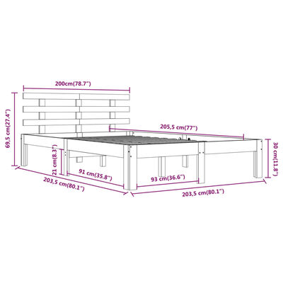 vidaXL Estructura de cama madera maciza blanco 200x200 cm