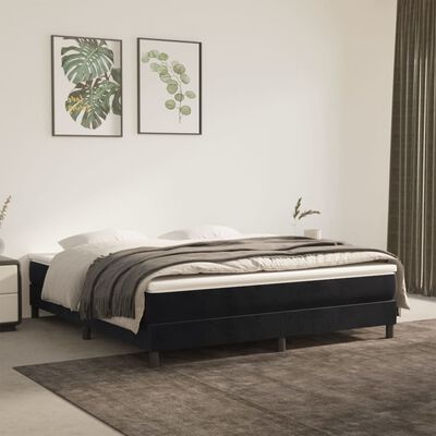 vidaXL Cama box spring con colchón terciopelo negro 160x200 cm