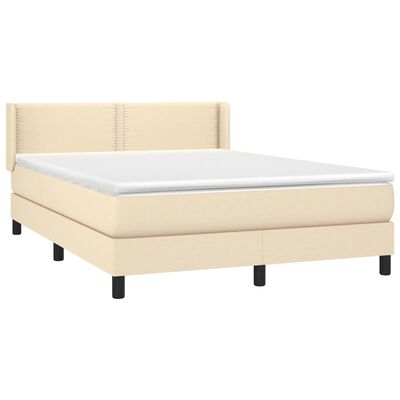 vidaXL Cama box spring con colchón tela color crema 140x200 cm