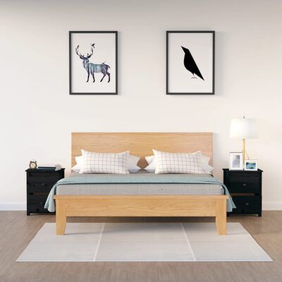 vidaXL Mesitas de noche 2 uds madera maciza de pino negra 50x35x61,5cm