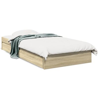 vidaXL Cama con cajones madera ingeniería roble Sonoma 90x200 cm