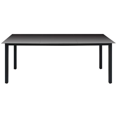 vidaXL Mesa de jardín de aluminio y vidrio negra 190x90x74 cm