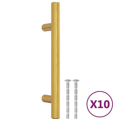 vidaXL Tiradores para armarios 10 uds acero inoxidable dorado 96 mm