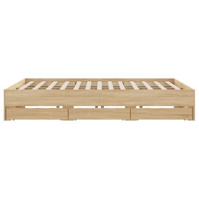 vidaXL Cama con cajones madera ingeniería roble Sonoma 180x200 cm