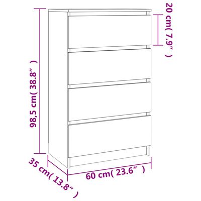 vidaXL Aparador de madera contrachapada gris hormigón 60x35x98,5 cm