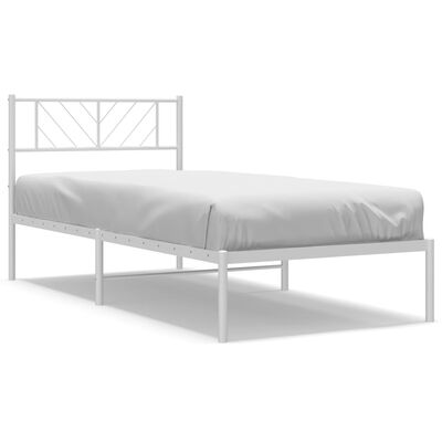 vidaXL Estructura cama sin colchón con cabecero metal blanco 107x203cm