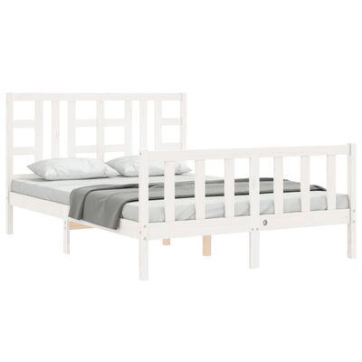 vidaXL Estructura cama de matrimonio con cabecero madera maciza blanco