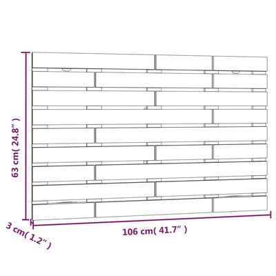 vidaXL Cabecero de cama de pared madera maciza de pino 106x3x63 cm