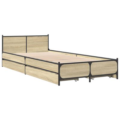 vidaXL Cama con cajones madera ingeniería roble Sonoma 100x200 cm