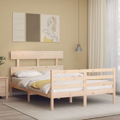 vidaXL Estructura de cama con cabecero madera maciza 140x200 cm