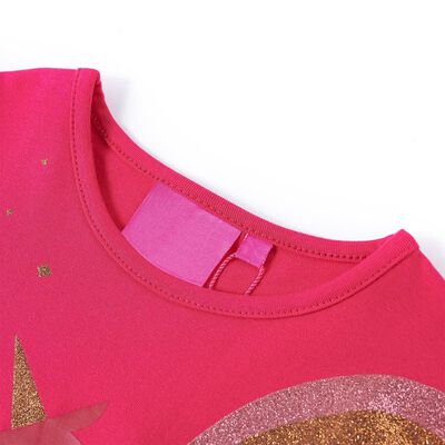 Camiseta infantil de manga larga rosa brillante 128