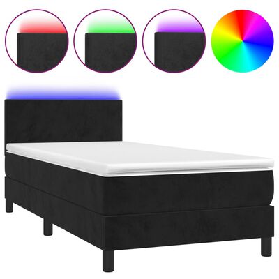 vidaXL Cama box spring colchón y LED terciopelo negro 80x200 cm