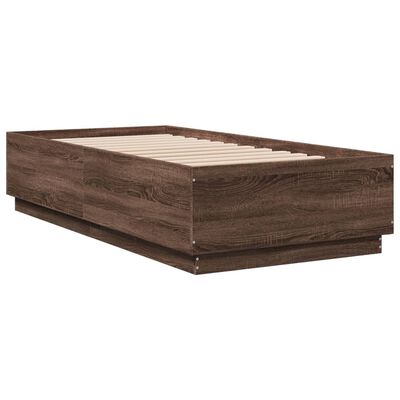 vidaXL Estructura de cama madera de ingeniería roble marrón 75x190 cm