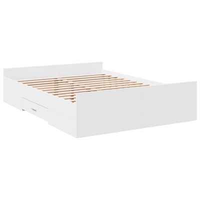 vidaXL Cama con cajones madera de ingeniería blanco 135x190 cm