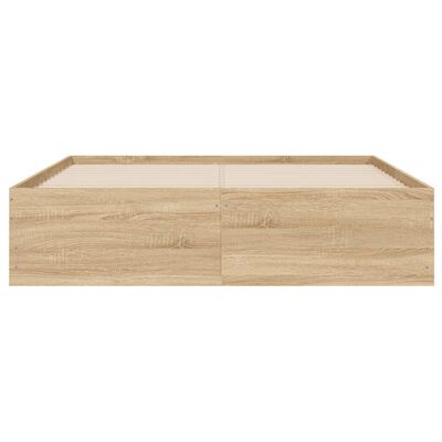 vidaXL Cama con cajones madera ingeniería roble Sonoma 135x190 cm