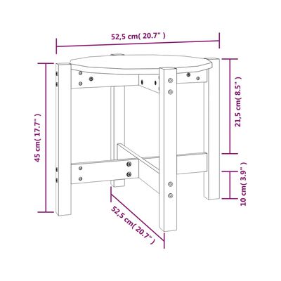 vidaXL Mesa de centro de madera maciza de pino Ø52,5x45 cm