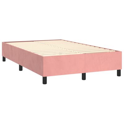 vidaXL Cama box spring colchón y LED terciopelo rosa 120x200 cm