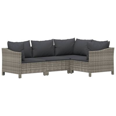 vidaXL Set de muebles de jardín 8 pzas y cojines ratán sintético gris