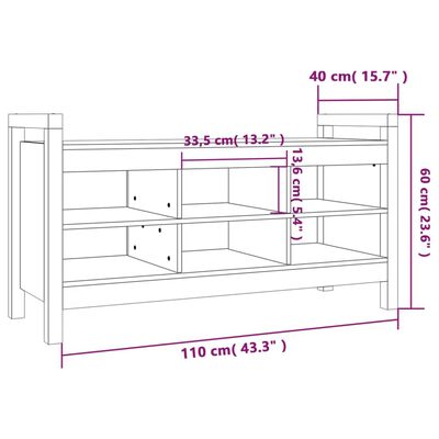 vidaXL Banco de recibidor madera maciza de pino gris 110x40x60 cm