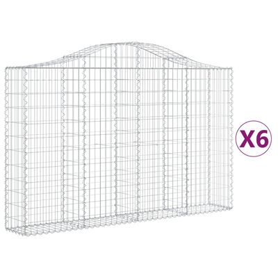 vidaXL Cestas de gaviones 6 uds forma de arco hierro 200x30x120/140 cm