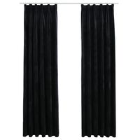 vidaXL Cortinas opacas con ganchos 2 pzas terciopelo negro 140x175 cm