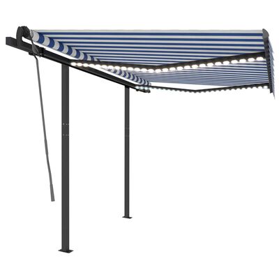 vidaXL Toldo manual retráctil con luz LED azul y blanco 3x2,5 m