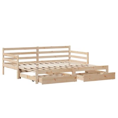 vidaXL Sofá cama nido con cajones madera maciza de pino 80x200 cm