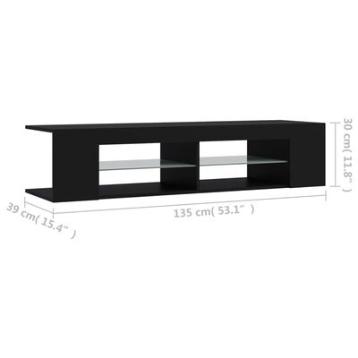 vidaXL Mueble de TV con luces LED negro 135x39x30 cm