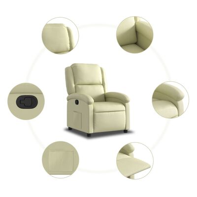 vidaXL Sillón reclinable de cuero auténtico crema