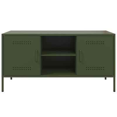 vidaXL Mueble de TV de acero verde oliva 100,5x39x50,5 cm