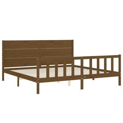 vidaXL Estructura cama y cabecero madera maciza marrón miel 200x200 cm