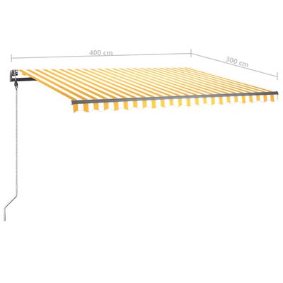 vidaXL Toldo de pie retráctil manual amarillo y blanco 400x300 cm