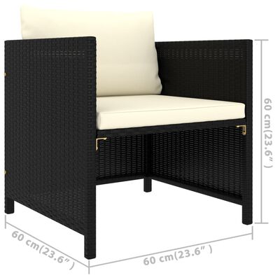 vidaXL Set de muebles de jardín 6 pzas y cojines ratán sintético negro