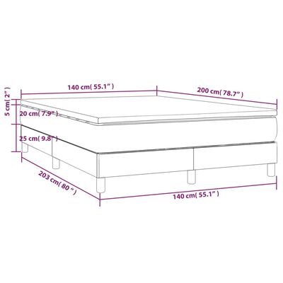 vidaXL Cama box spring con colchón tela color crema 140x200 cm