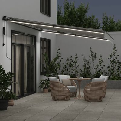 vidaXL Toldo retráctil automático luz LED antracita blanco 450x350 cm