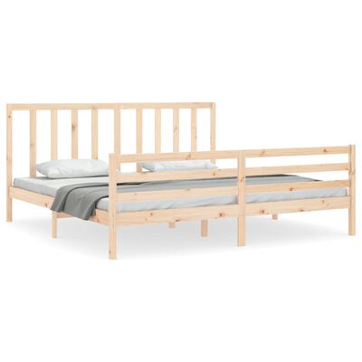 vidaXL Estructura de cama de matrimonio con cabecero madera maciza