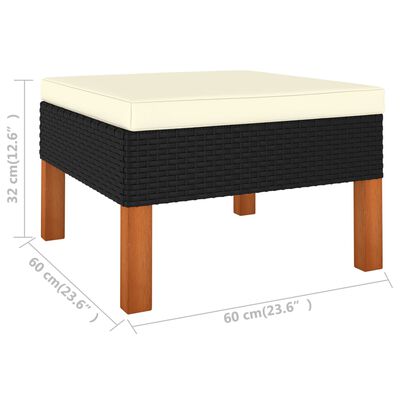 vidaXL Set de muebles de jardín 8 pzas y cojines ratán sintético negro