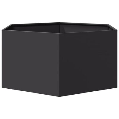 vidaXL Jardinera hexagonal acero negra 104x90x45 cm